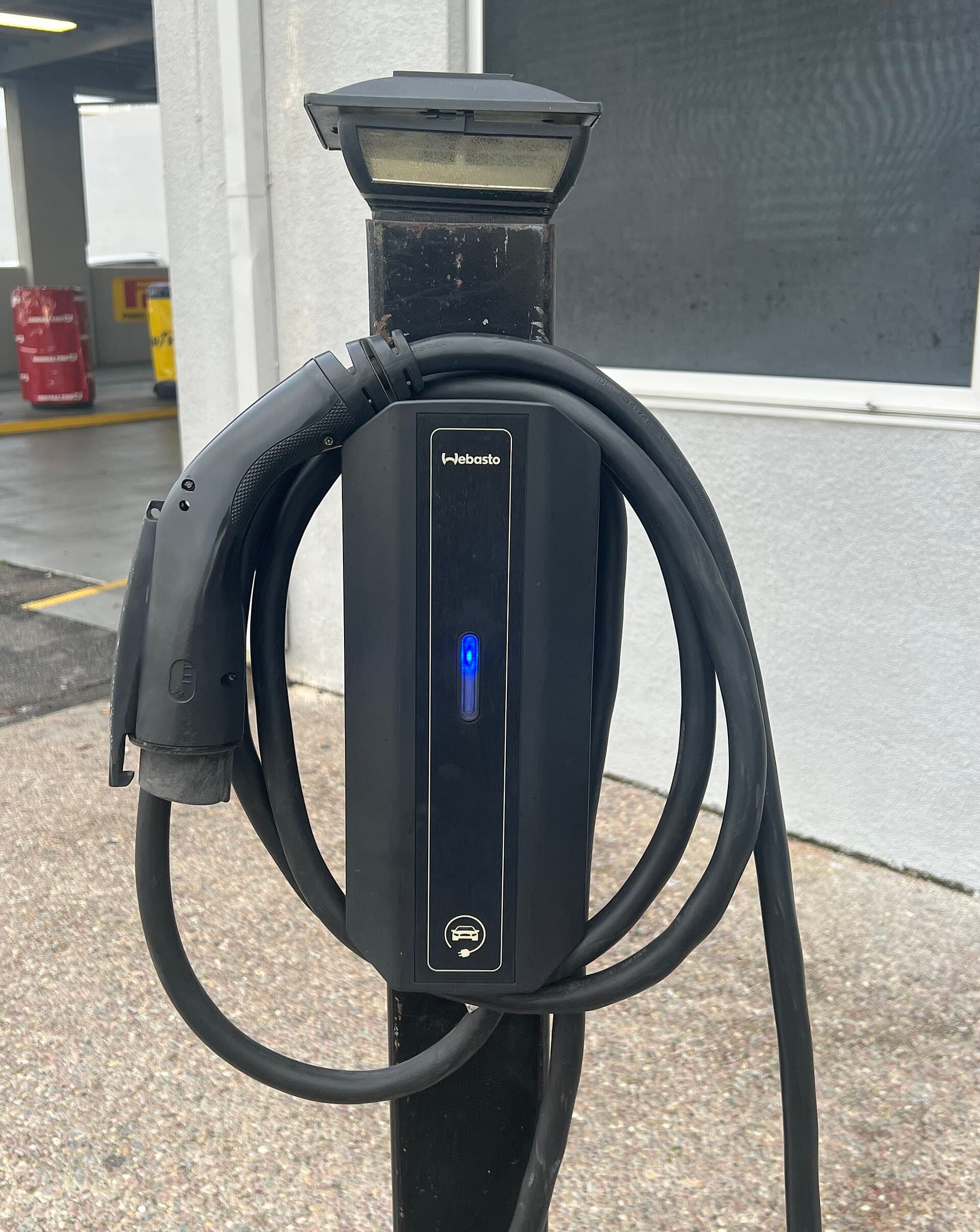 Electric vehicle charging station ready for use